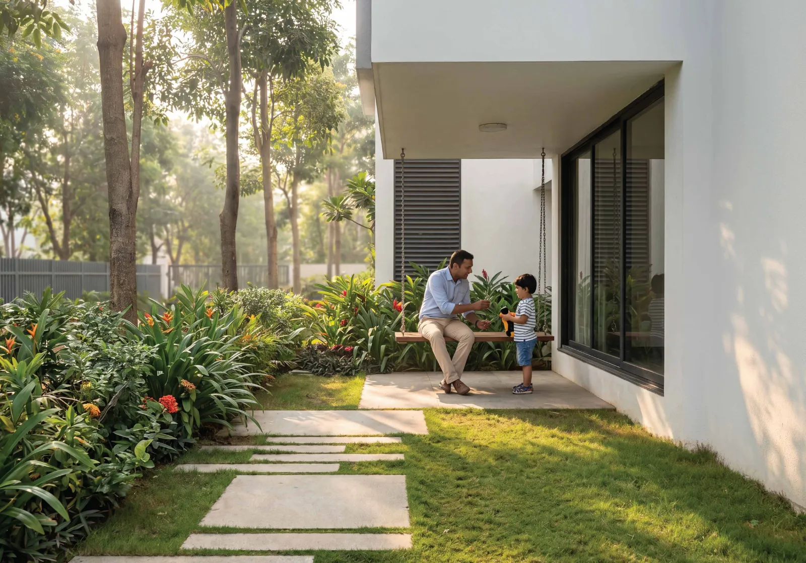 200 sq.ft. private courtyard with full-grown tree