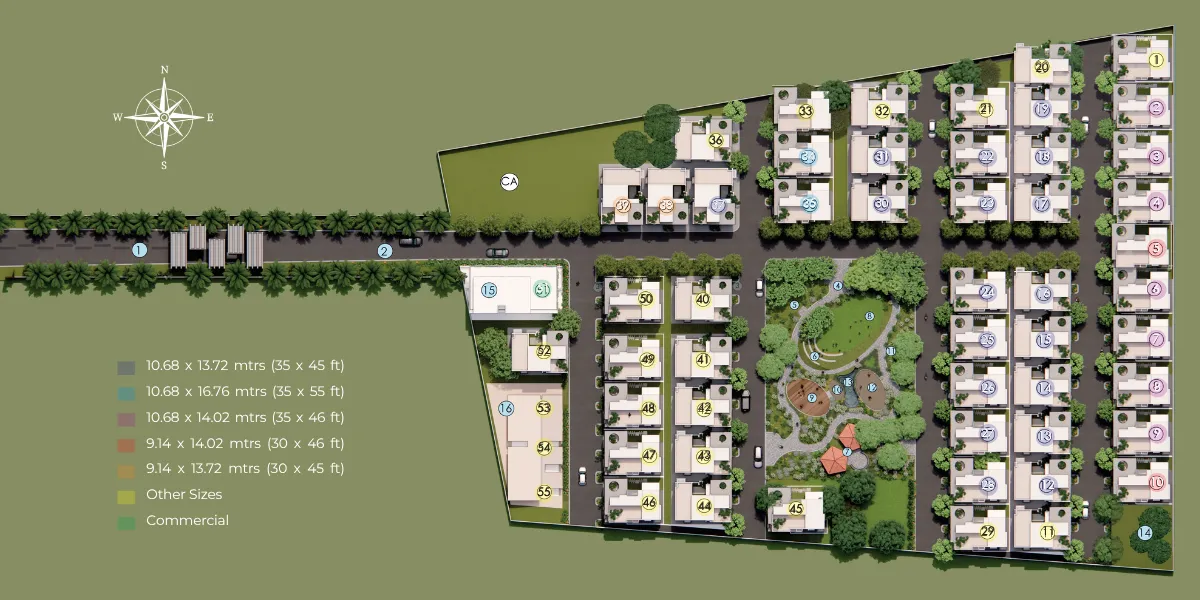 Samudra Whispers of the Sky Master Plan – 55 villas and 16 community zones